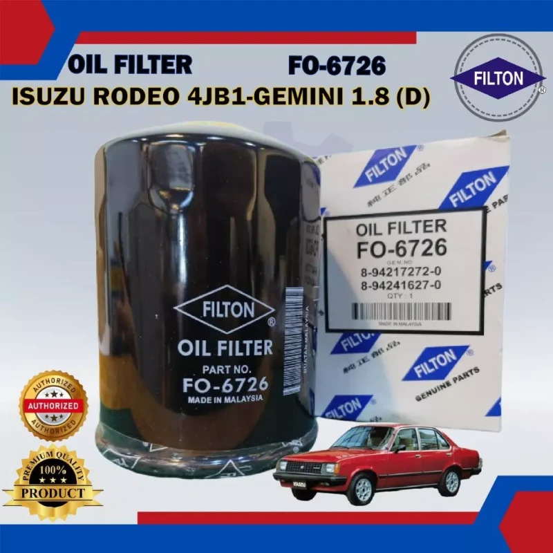 Oil Filter-Isuzu Rodeo 4JB1-Gemini 1.8 (D)-NHR-Hicom 2.8-FB300-FILTON-FO-6726