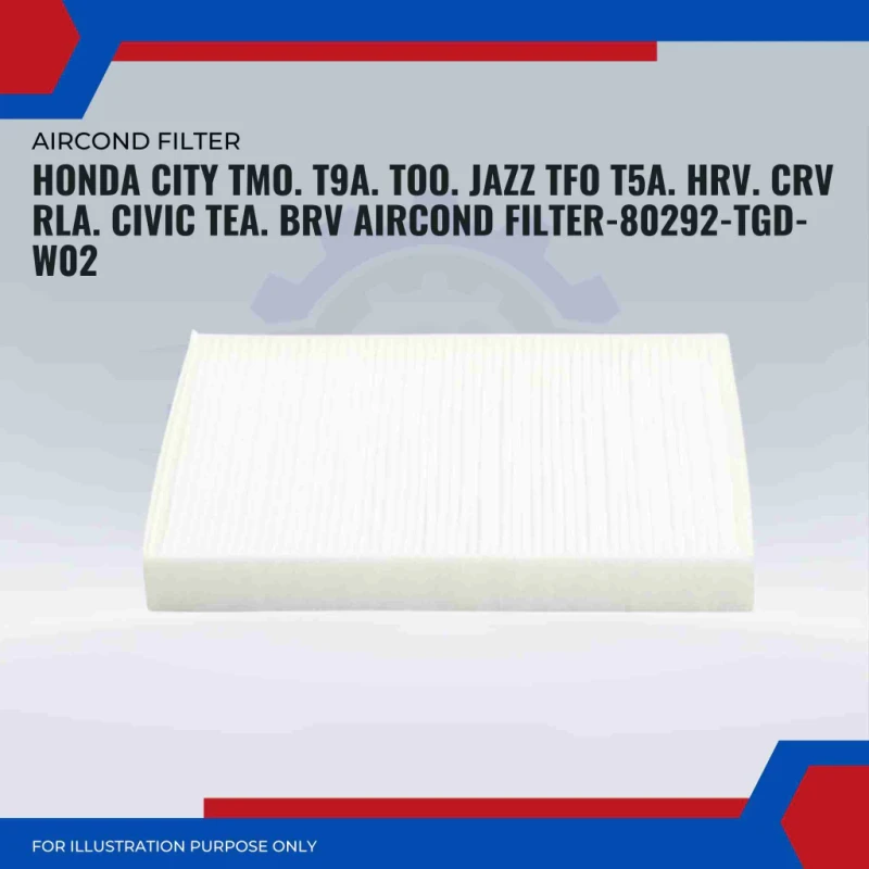 Aircond Filter-Honda City TMO. T9A. TOO. Jazz TFO T5A. HRV. CRV RLA. Civic TEA. BRV-80292-TGD-W02