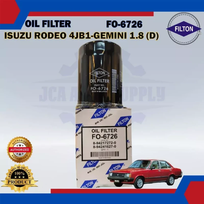 Oil Filter-Isuzu Rodeo 4JB1-Gemini 1.8 (D)-NHR-Hicom 2.8-FB300-FILTON-FO-6726