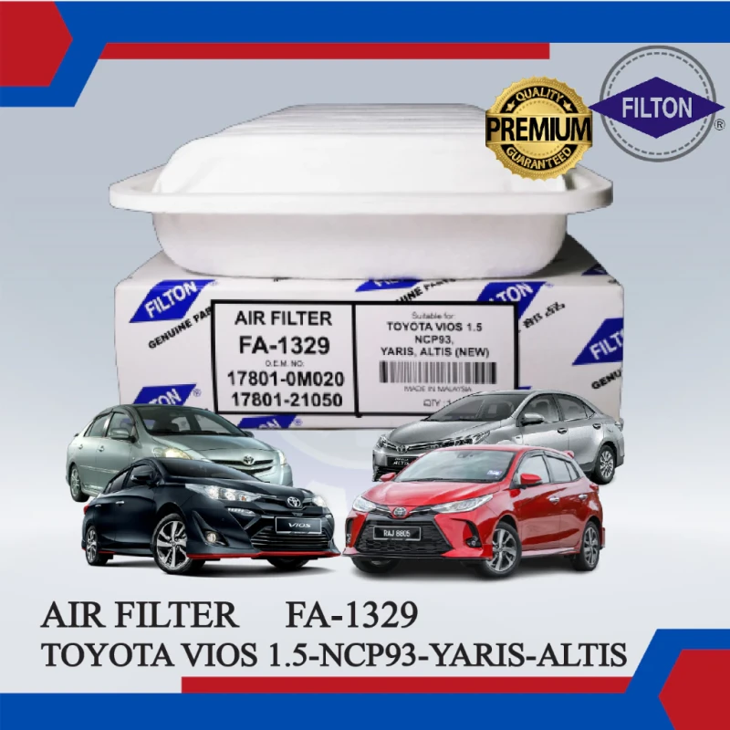 Air Filter-Toyota Vios 1.5-Ncp93-Yaris-Altis (New)-FILTON-FA-1329-17801-0M020-17801-21050